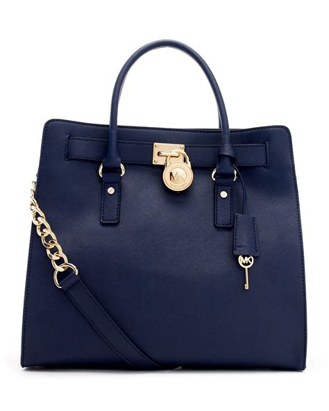 michael kors hamilton large tote surf blue saffiano leather silver|Michael Kors Hamilton leather bag.